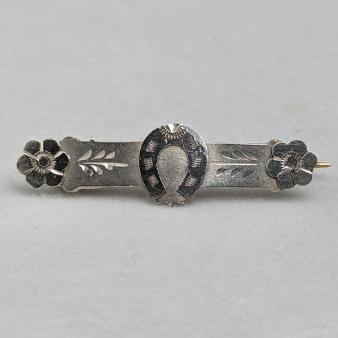 1897 British Antique Sterling Silver Horseshoe Design Brooch Ward Brothers